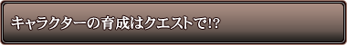 �L�����N�^�[�̈琬�̓N�G�X�g��!?